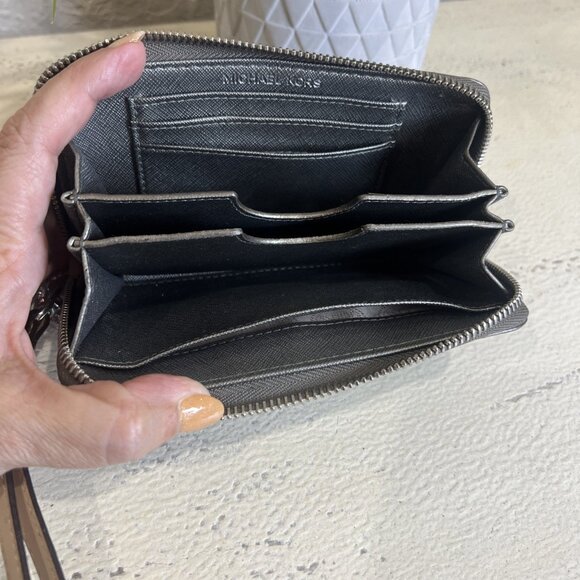 Michael Kors Jet Set Continental Logo Large Silver Wallets Brand - Picture 8 of 11